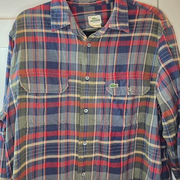 Lacoste Long Sleve Woven Plaid flannel - Picture 1 of 5